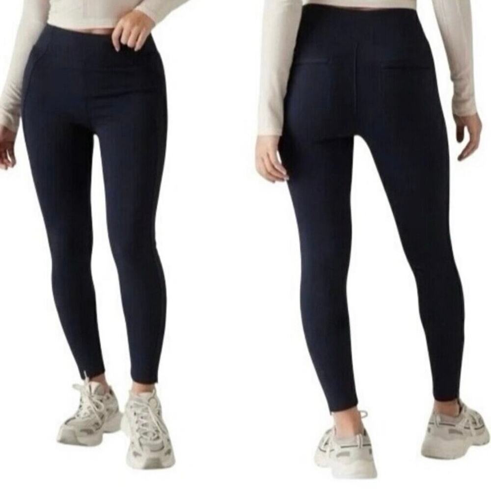Athleta Delancey Skyline Tight Pant Navy Blue Sculptek Ankle Zip Womens M